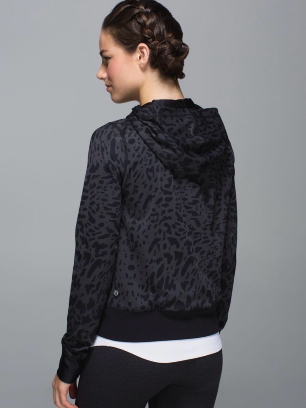 🍋🍋🍋 Lululemon Namaskar Hoodie Animal Swirl Deep Coal SZ 6 Zip-Up Hoodie